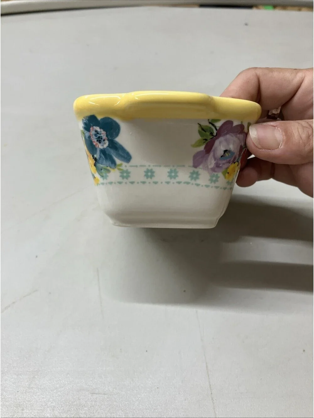 The Pioneer Woman Mini Loaf Pans Ceramic Set of 2 Floral Yellow Teal Stoneware